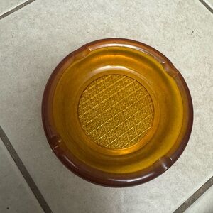 Vintage Amber Glass Ashtray